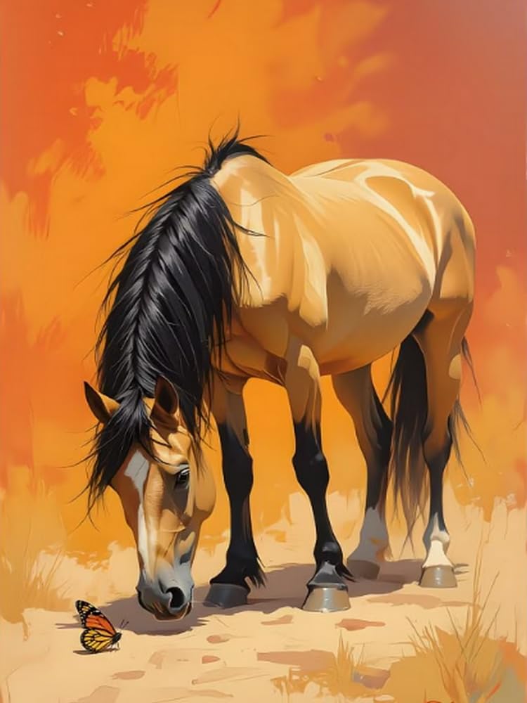 Brennora Cross Stitch Kits for Adults Horse 11CT Pre-Printed Stamped Embroidery Kit DIY Handmade Home Wall Décor 40x50 cm