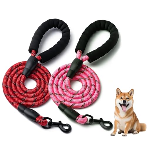 TJT 犬 リード 持ちやすいスポンジ取っ手 小型犬 中型犬 大型犬用リード しつけ 訓練 伸縮 軽量 丈夫 夜間 反射 9