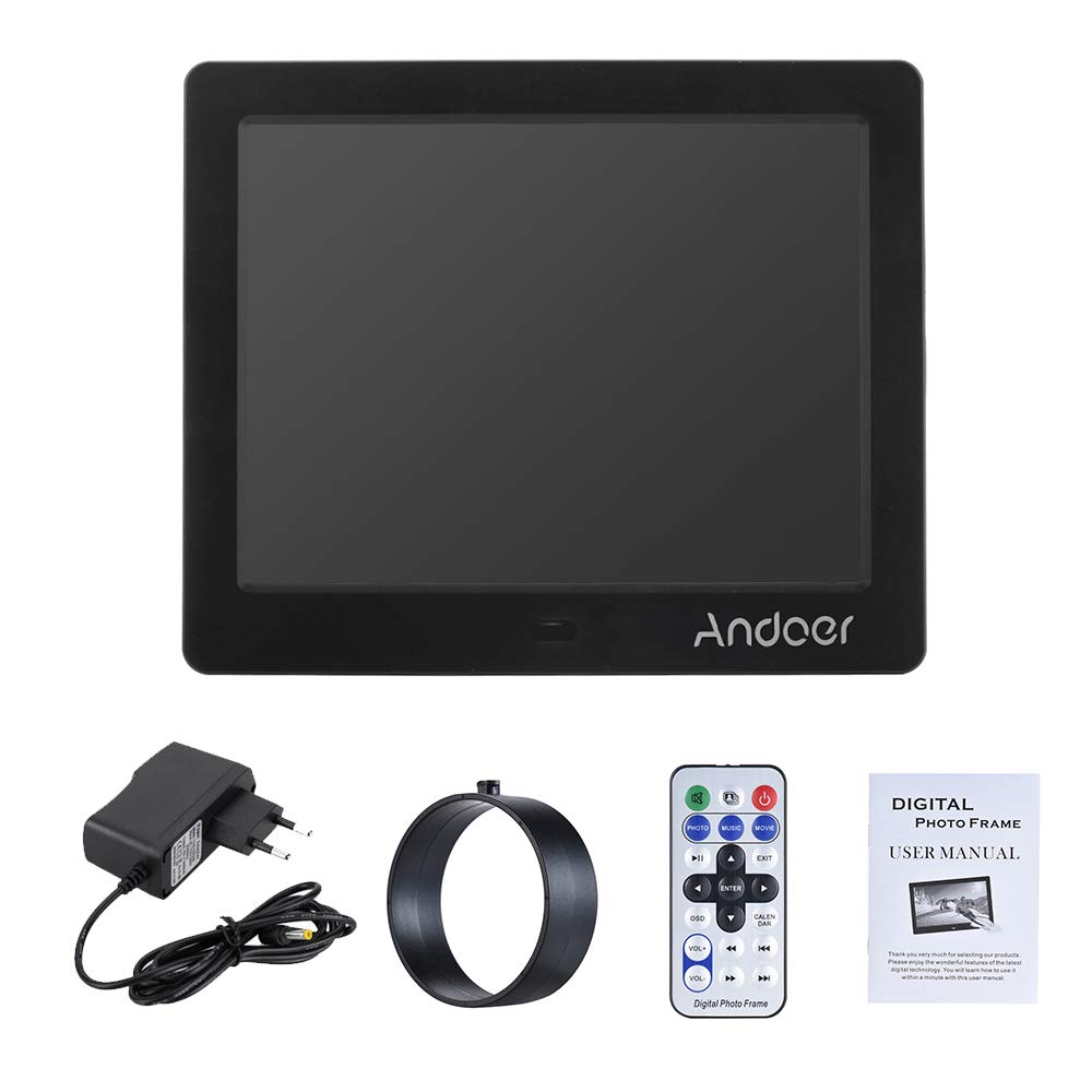 Marco digital para Fotos y vídeos Andoer 8 TFT-LCD (600*800) pantalla de alta Soporte Reproductor video MP3 MP4 Reloj Electrónico Calendario con Control Remot,mejor para regalo