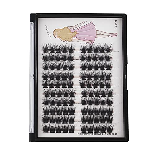 Bodermincer 100 Clusters/box Home Eyelash Extension Thick Segmented 3D Effect Glue Bonded Individual Eyelash Extension Eyelashes Bunches Professional Makeup False Eyelashes (14MM)