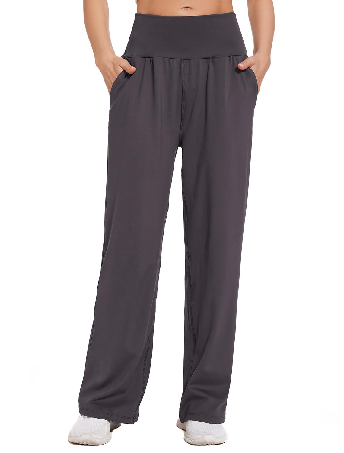 ZXIHZF Women’s Casual Straight Leg Yoga Pants Comfy Relaxed Side Pockets Lounge Trousers