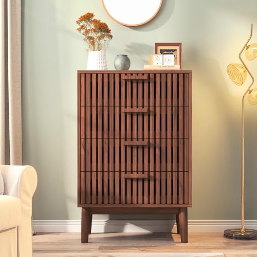 FOERPL - Cómoda para dormitorio, adulto, cómoda con 4 cajones, mueble de almacenamiento de madera, aparador bajo, muebles de almacenamiento, cómoda baja con cajón tocador, mueble de pasillo para salón