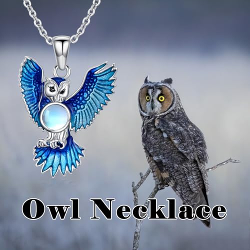 PELOVNY Owl Necklace 925 Sterling Silver Moonstone Necklace Owl Moonstone Pendant Jewelry For Women2