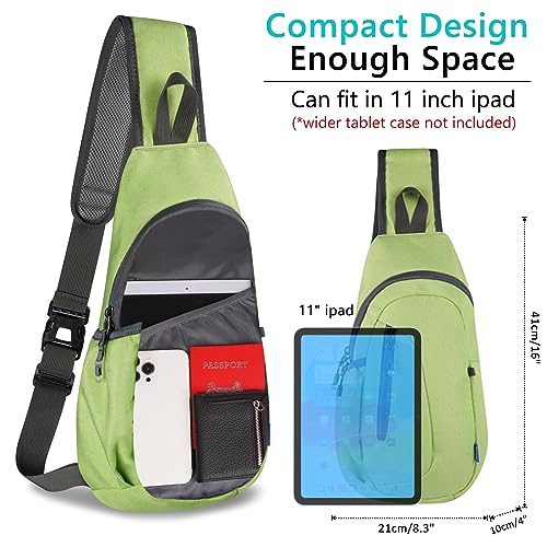 TITECOUGO Small Sling Bag Lightweight Crossbody Canvas Bag for Women Rucksack for Men Running Backpack Travel Chest Pack Shoulder Daypack for Gym Work Sports Hiking Outdoor Green - Image 3