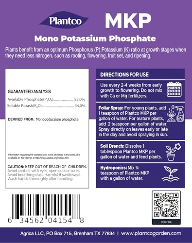 Fertilizante Monopotásico MKP 0-52-34 2 lb Bolsa miniatura 5
