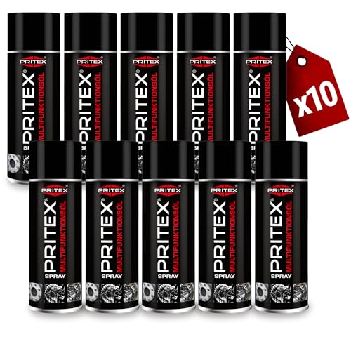 Multifunktionsöl Spray 10 x 400 ml Kriechöl Rostlöser Schmierstoff für Korrosionsschutz, Schmierung, Reinigung, Rostentfernung und Kontaktspray