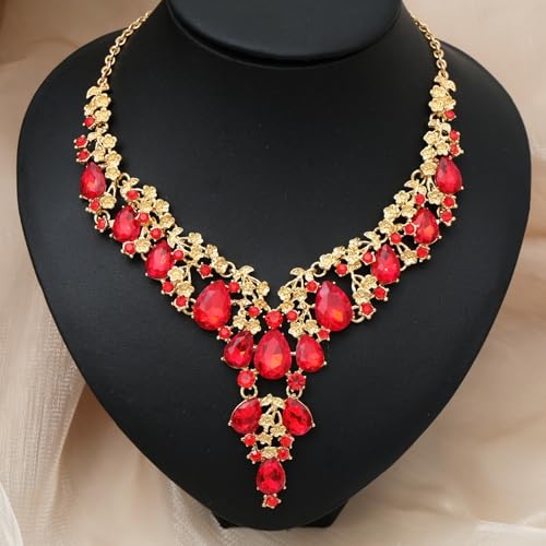 CSY Elegant Crystal Costume Jewelry Sets Flower Bridal Necklace Earrings Stretch Bangle Set for Bride Bridesmaid Wedding Dress Accessories2