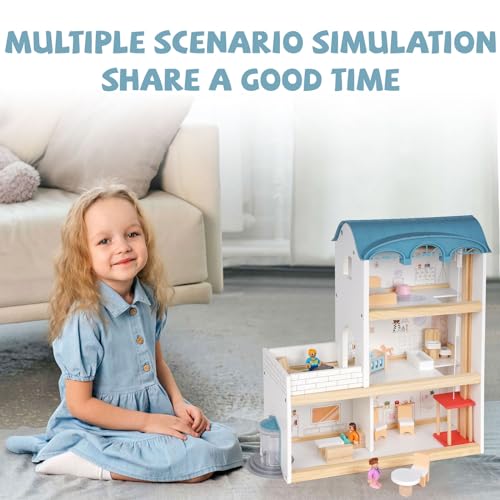 Wjzdy WJZDY0425 Wooden Dollhouse For Girls,Wood Doll Houses,Modern Dollhouse Playset thumb #6