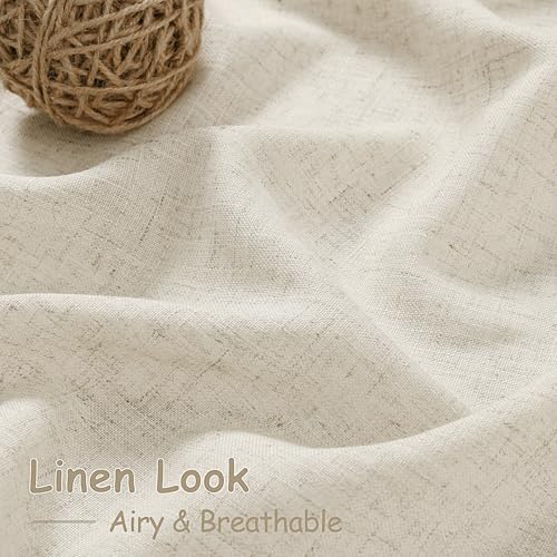 Image of Nanspring Extra Long Linen Curtains 102 Inch for Living Room Vanilla
