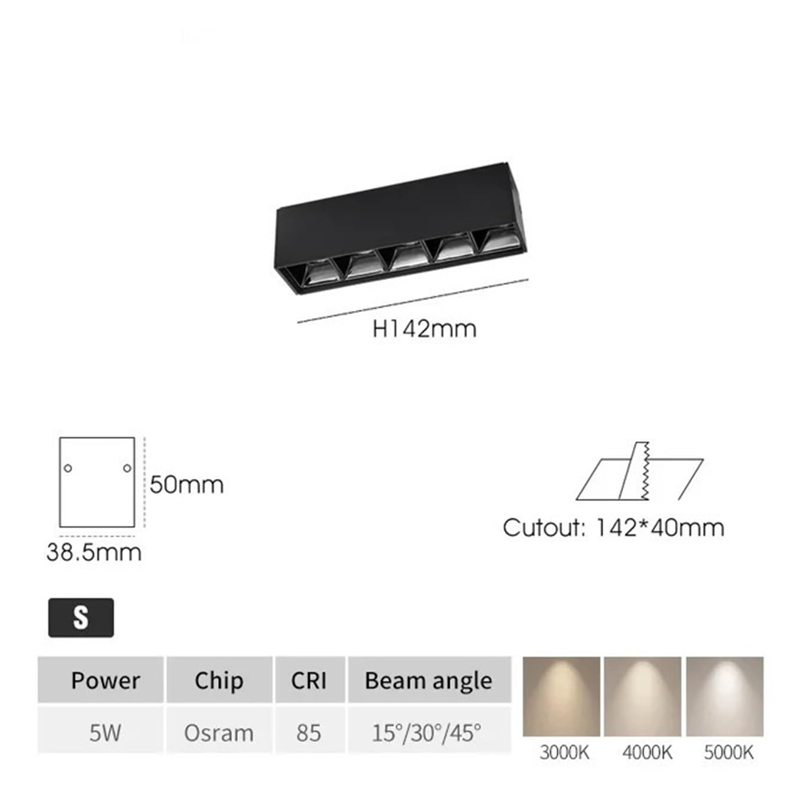 Kits De Focos Empotrables LED Regulables, 5W, 10W, 15W, Lámpara Techo Lineal Simple, Luz Descendente Moderna Antideslumbrante Profunda InstalacióN Flexible(5W Spot Light,5000k white light)