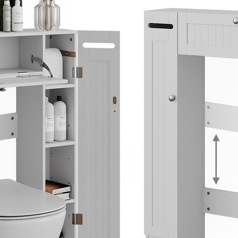 Vicco Armario de Aseo Bianco, Blanco, 89 x 99 cm | Dispensador de papel higiénico izquierdo y derecho, para montaje en pared sobre el inodoro