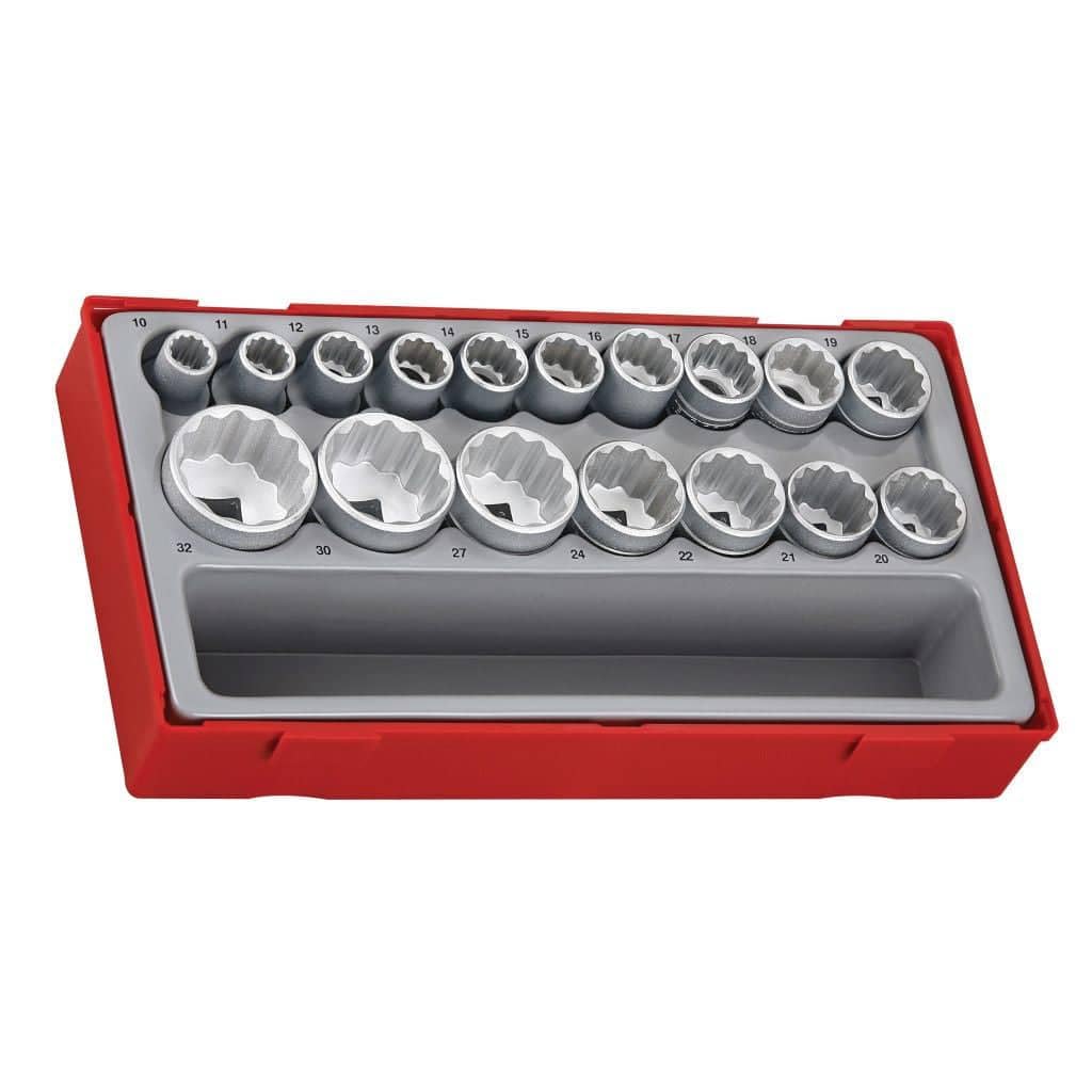 Teng TT1217 40575 1/2-inch Reg Metric 12p Socket Set Drive (17 Pieces)
