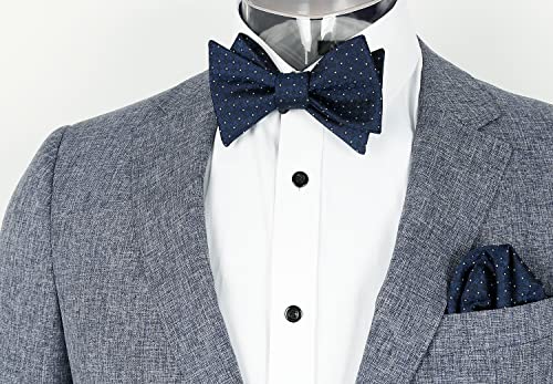Image of Alizeal Mens 2pcs Solid Self-tied Bow Tie Set | Alizeal Mens 2pcs Self-tied Solid /Animal Bow Tie and Pocket Square Set Perfect for Wedding Business Formal Events