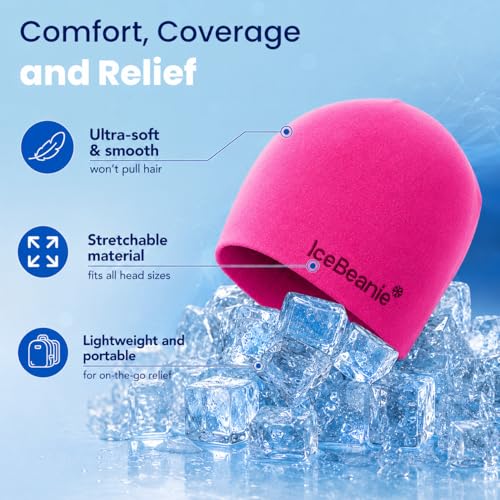 Image of IceBeanie Migraine Relief Cap, As Seen on Shark Tank, Soft & Stretchy Gel Tension Headache Relief Cap, Extended Cooling Hangover Ice Hat, Odorless Head Wrap Ice Pack Wrap, Headache Migraine Mask