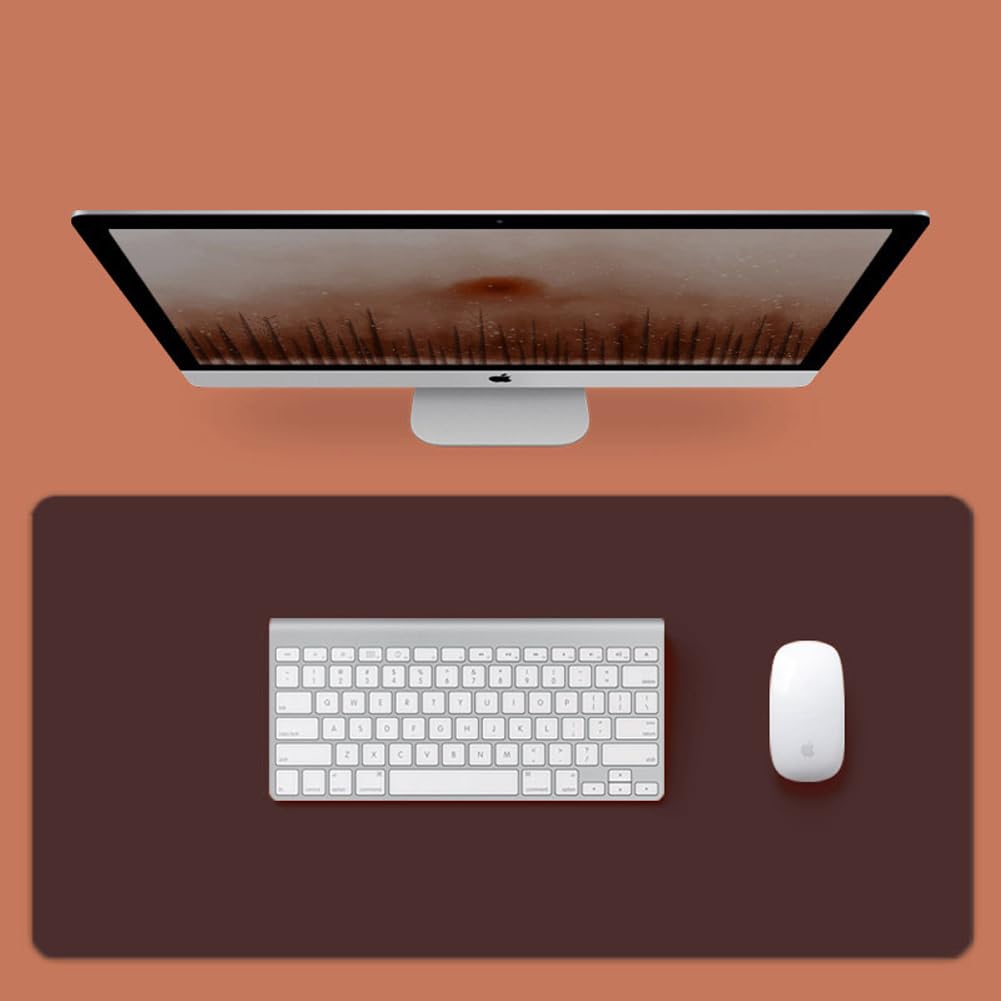PU Leather Desk Mat Office Waterproof Desk Pad,Non-Slip Laptop Mat Table Mat Desk Writing Pad,Easy Clean Desk Protector for Office Home School (Dark Brown,100x60cm)