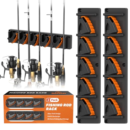 Fishing Rod Holder for Garage Wall, Vertical Fishing Pole Rack with TPE Soft Pads Each Holds Up to 5...