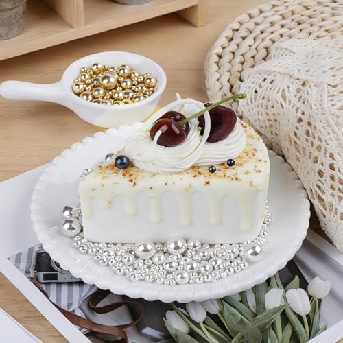 Image of Sprinkles for Cake Decorating, Edible Pearls White Gold Silver Black, 7.8oz