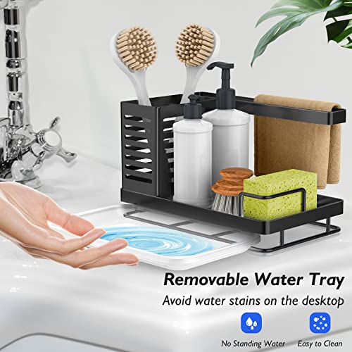 Sink-Caddy-Organizer-Sponge-Holder-Stainless-Steel-Caddy-for-Kitchen-Sink-with-Removable-Drain-Pan-Storage-for-Soap-Scrubber-Brush-Bottles-Dishcloth-Black