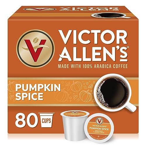 Victor Allen's Coffee Pumpkin Spice Flavored, Medium Roast, 80 Count, Single Serve Coffee Pods for...