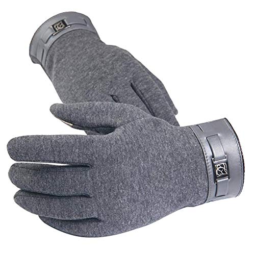 Men's Winter Warm Gloves Touchscreen - JAHEMU Full Finger Gloves Cashmere Gloves Windproof Outdoor Gloves Cycling Running Driving Gloves (Gray)