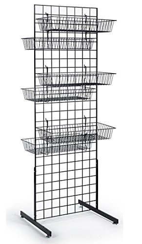 FixtureDisplays Metal Gridwall Towers, Set of (2), Includes (12) Baskets - Black 19355 19355!
