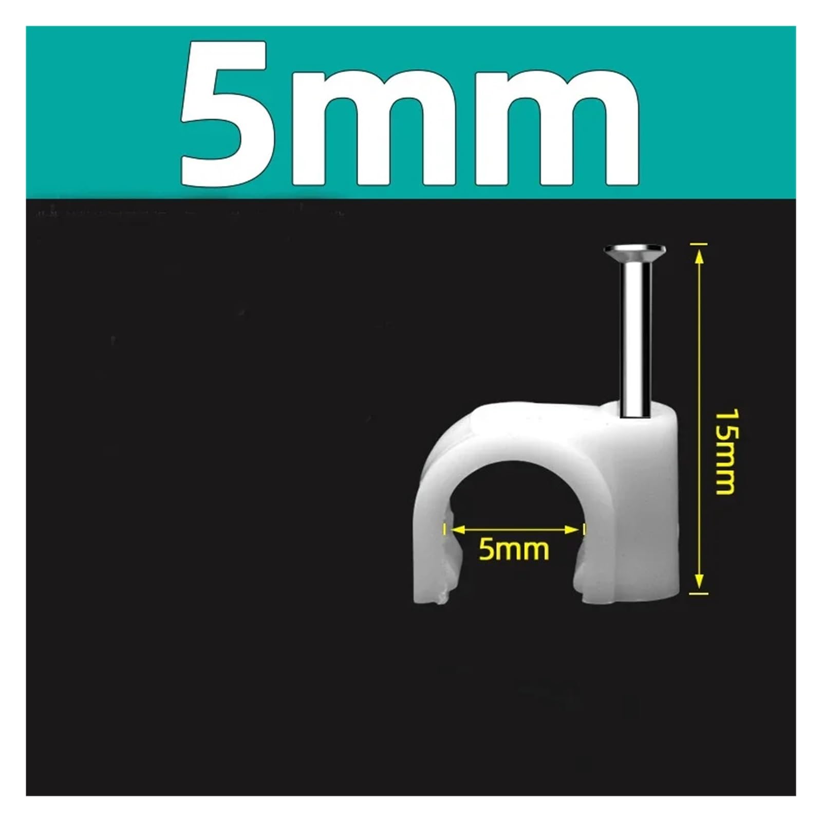 Clips de câble à clous, 100 pièces, clip en acier blanc, gestion des câbles 4 10mm(5mm)