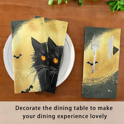 Servilletas de tela Halloween gato negro set 6 20x20 in miniatura 7