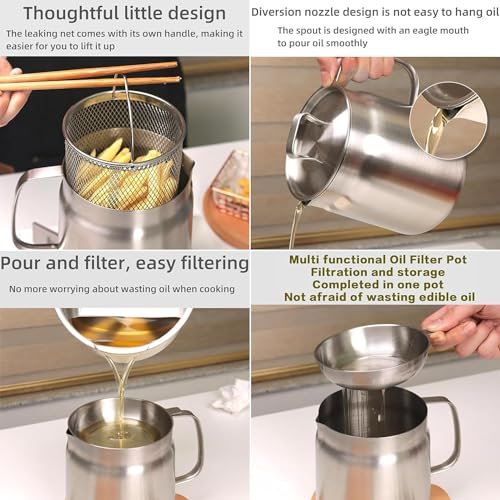 Zcjunyuanniu FS646 Stainless Steel Fryer,304 Stainless Steel Large Capacity Multifunctional Oil Filter Tank thumb #3
