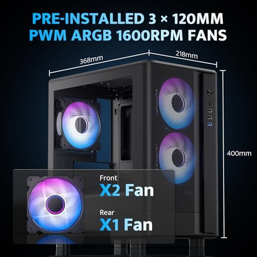 Image of darkFlash Micro-ATX PC Case, Pre-Install 3 PWM ARGB Fans Computer Case, High Heat Dissipation MATX Gaming PC Case, USB 3.0 Port, Supports up to 240mm AIO(DB330M MESH, Black)