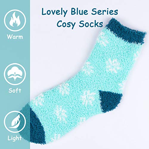 Image of Toes Home Fuzzy Socks for Women, 6 Pairs Cozy Winter Fluffy Slipper Socks