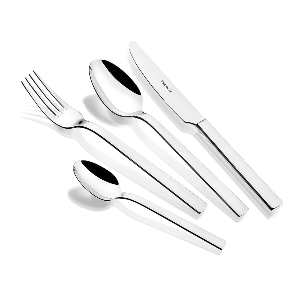 BRA Toscana | Set cubiertos 24 piezas, acero inoxidable 18/10, acabado pulido brillante, aptas para lavajillas, 3,5 mm espesor, con cuchillo chuletero