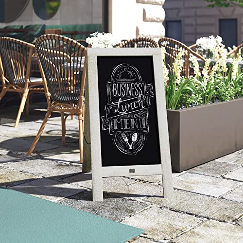 Rustic Weathered A-Frame Chalkboard Deluxe Set / 8 Chalk Markers + 10 Stencils + 2 Magnets! Outdoor Sidewalk Chalkboard Sign/Large 40" X 20" Sturdy Sandwich Board (The Deluxe Set) #TOP3