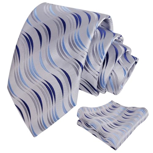 Image of Alizeal Mens 3.15'' Gradient Novelty Pattern Tie Set with Pocket Square Casual Color Tie Set