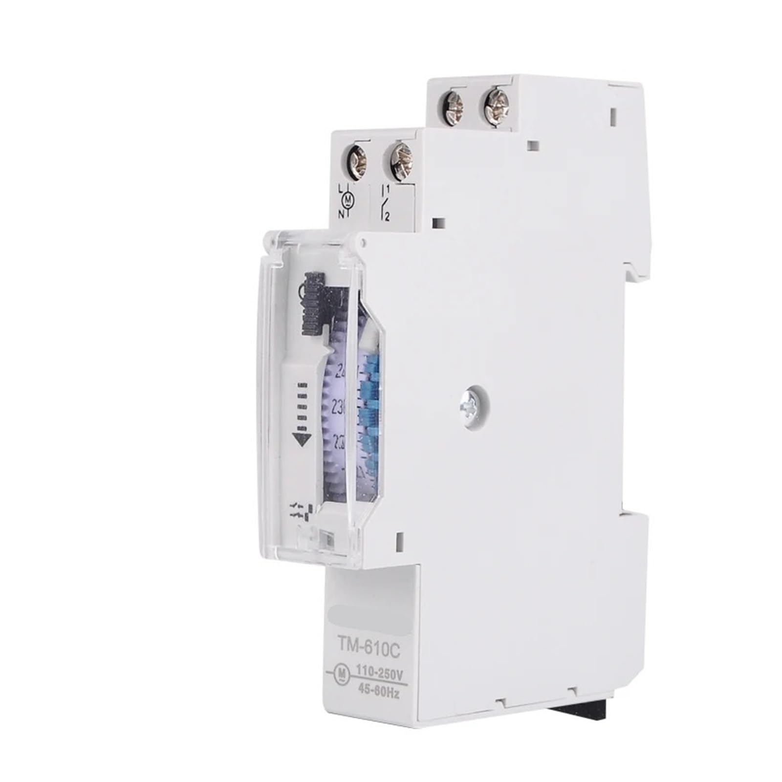 DEBLAN Entrada Universal 110~250VAC Intervalo de 15 Minutos 24 Horas Módulo de 18 mm Interruptor de Contador de Tiempo mecánico Instalación en riel DIN (Color : TM610C)