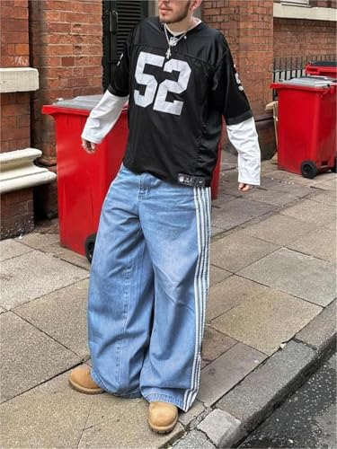 EMMIOL Striped Jeans for Men Loose Fit Straight Leg Vintage Streetwear2