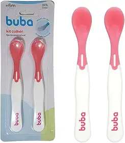 Kit Colher Termossensível Muda Cor Introdução Alimentar Buba Rosa