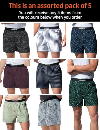 Image of DAMENSCH Men Printed Pure Cotton Breeze Ultralight Boxer Shorts (Pack of Assorted Prints & Colours I Color & Print May Vary)