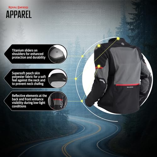 Image of Royal Enfield Crossroader V2 Riding Jacket | Protectors: RE Ergo Pro-Tech CE Level 2- Elbows & Shoulders with Titanium sliders | CE Level 2 Back protector | CE Level 1 chest protectors | DARK GREY M