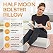 AllSett Health Large Half Moon Bolster Pillow for Legs, Knees, Lower Back and Head, Lumbar Support Pillow for Bed, Sleeping | Semi Roll for Ankle and Foot Comfort - Machine Washable Cover, White