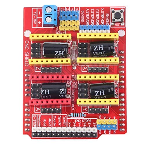 Tecnoit [3D-printerkit] CNC Shield V3.0 UNO R3-board 4 stuks stepper motorcontroller A4988 met heat zink voor 3D-printer