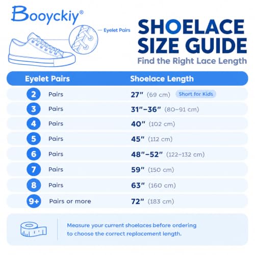 Image of Booyckiy [2 Pairs] 2 /5 inch Flat Shoelaces 16 Colors Shoe Laces in 36 inch-63 inch