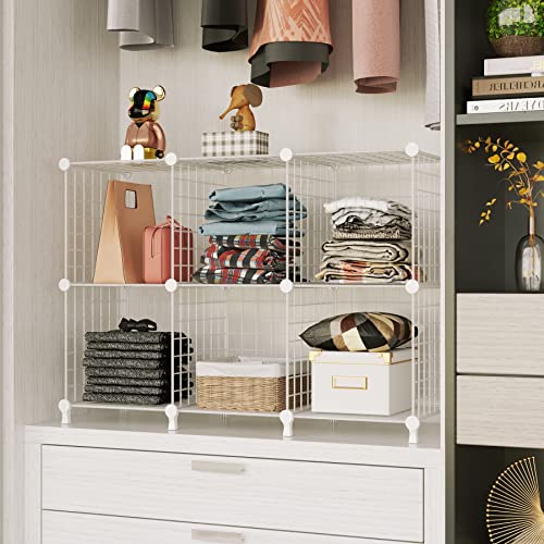 Awtatos Wire Cube Storage Organizer, Closet Organizers And Storage, Metal 6 Cube Storage Shelves Bookshelf, Portable Closet Clothes Organizer For Bedroom, Home, Office, White #TOP3