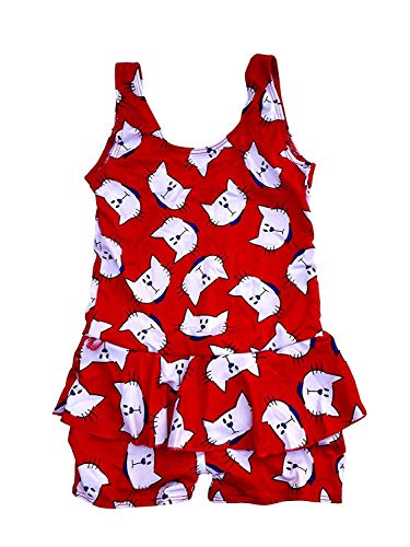 Image of One Piece Girl's Synthetic Digital Printed Swimming Costume in Frock Style.