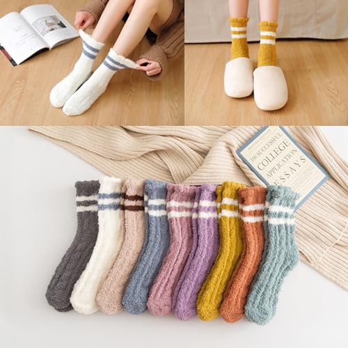 Image of Tergy 6 /20 Pairs Fuzzy Socks Soft Cozy Fluffy Warm Winter Sleep Plush Bed Microfiber Slipper Fleece Socks for Women