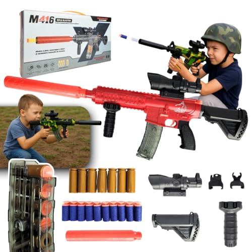 Arma de Brinquedo Lançador Dardos Fuzil M16 Pistola Infantil Com Mira e Silenciador (Vermelho) Arma de Brinquedo Lançador Dardos Fuzil M16 Pistola Infantil Com Mira e Silenciador (Vermelho)