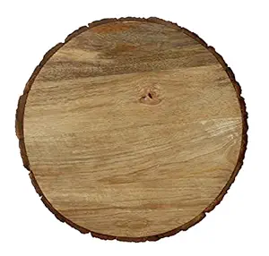 T one Woods Sanded Wooden Log Crafted Slices Disc Platter (8 inch)
