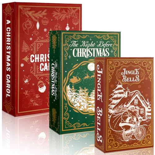 Threehoney 3 Pack Christmas Decorative Books Christmas Decor Extra Deep Faux Book Russian Doll Style...