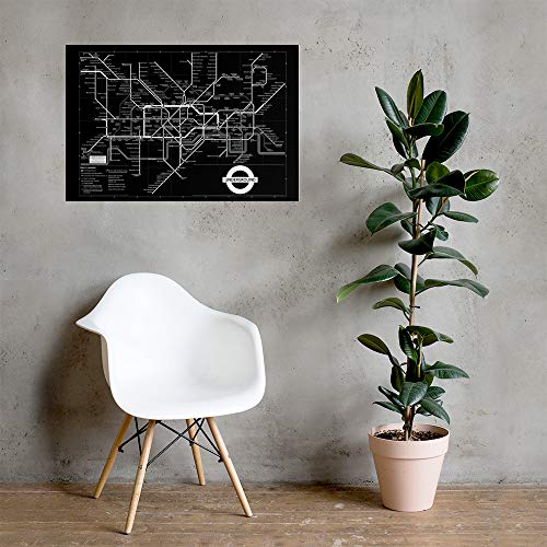 Poster plan du métro de Londres noir et blanc pour déco murale