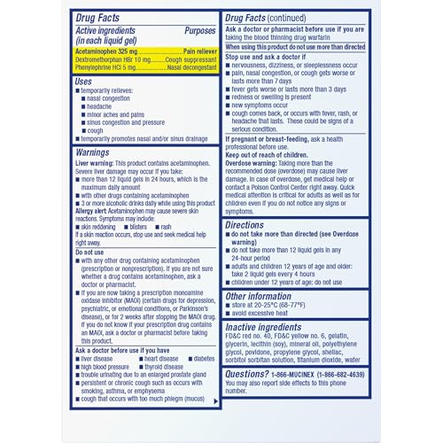 Mucinex Sinus-Max Max Strength Severe Congestion & Pain Liquid Gels, 16ct - image 8