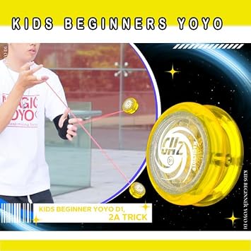 MAGICYOYO D1 GHZ 2A Trick Yoyo for Kids, Responsive Yoyo for Entry-Level | Starter Plastic Yo yo, Great for String Tricks & 2A Play, Advanced Performance, Extra 3 Strings Included, Crystal Yellow
